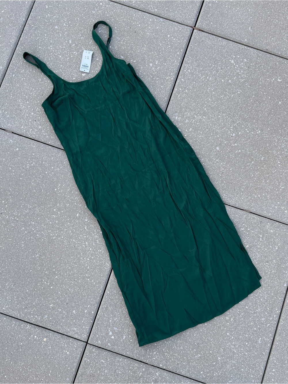 Dark Green Abercrombie & Fitch satin slip midi dress